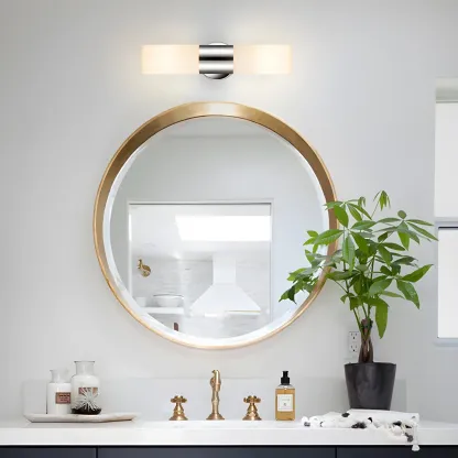 Modern Cylinder Glass Silver Dual Bathroom Vanity Light Image - 2