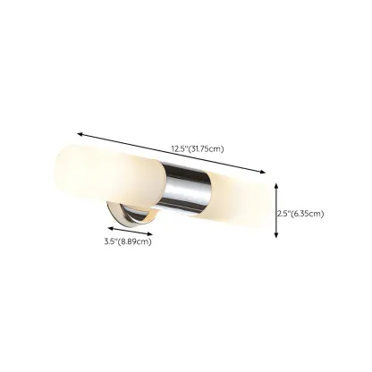 Modern Cylinder Glass Silver Dual Bathroom Vanity Light #size