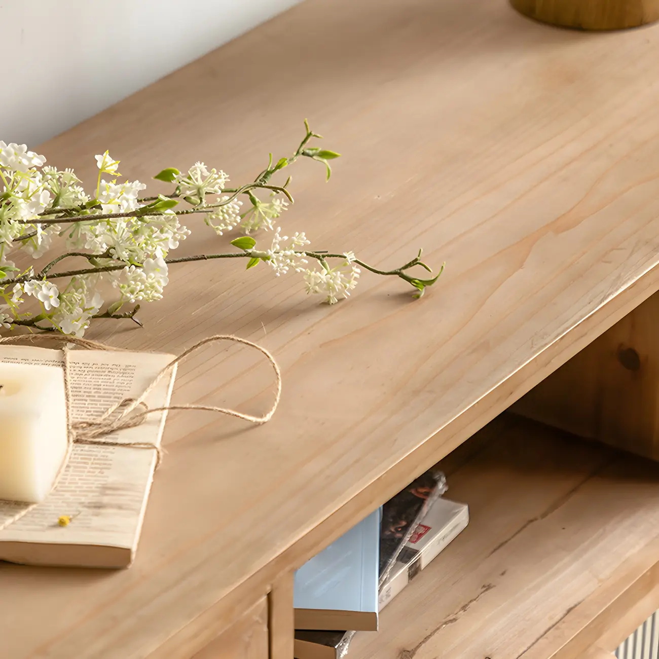 Traditional Wooden Display Cabinet with 2-Drawers for Home Image - 11 | homeyfad