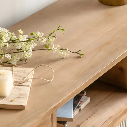 Traditional Wooden Display Cabinet with 2-Drawers for Home Image - 11