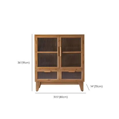 Traditional Wooden Display Cabinet with 2-Drawers for Home #size