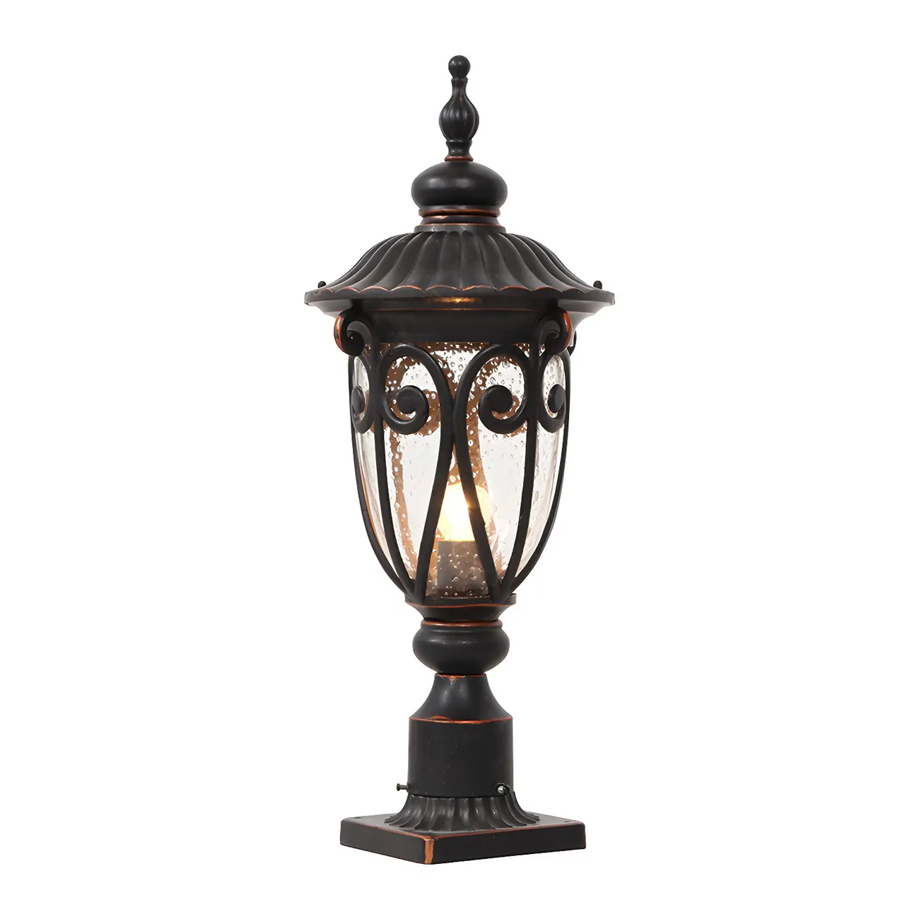 Retro Elegant Wired Black Metal Decorative Post Cap Light Image - 5 | homeyfad