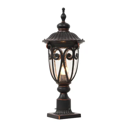 Retro Elegant Wired Black Metal Decorative Post Cap Light Image - 5