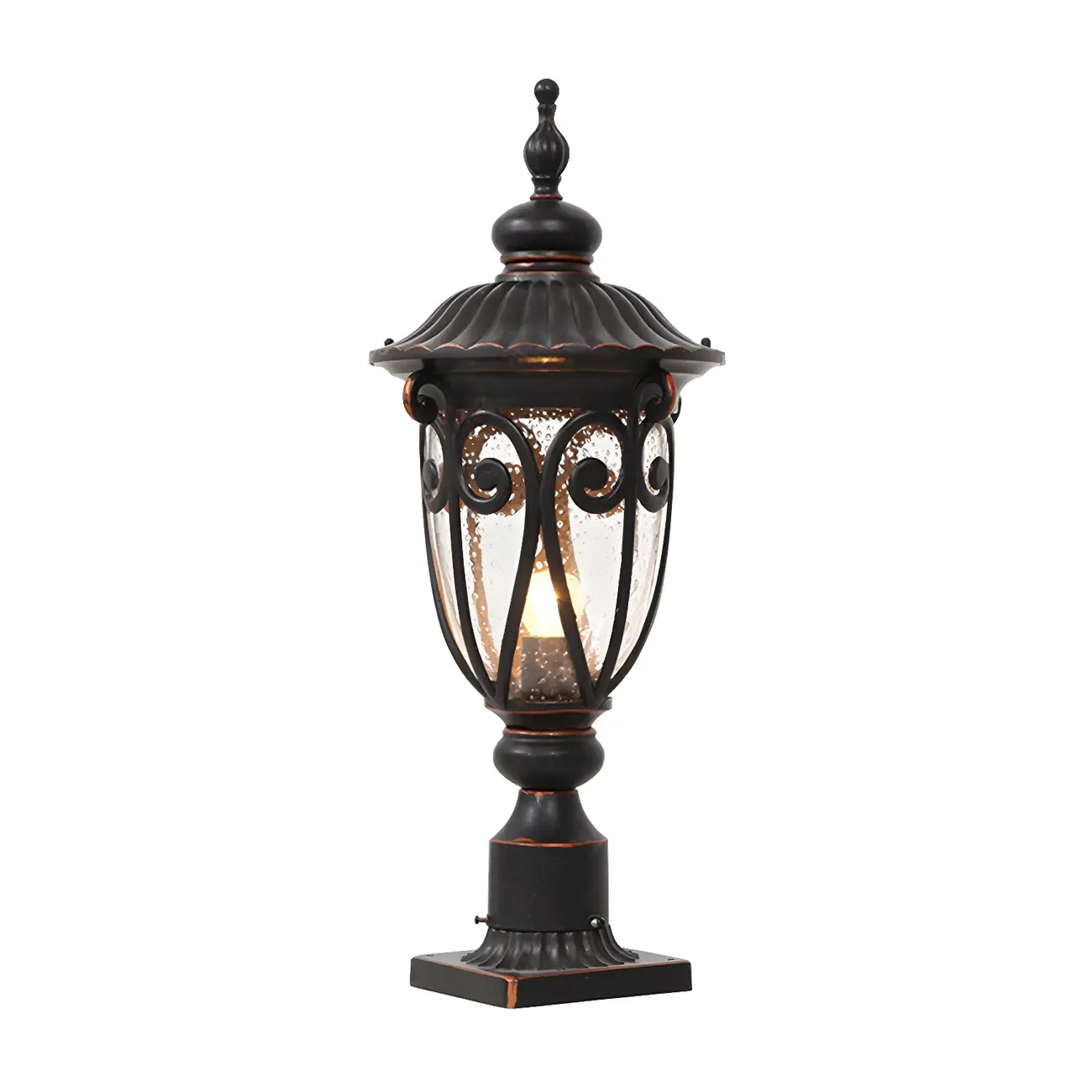 Retro Elegant Wired Black Metal Decorative Post Cap Light Image - 6