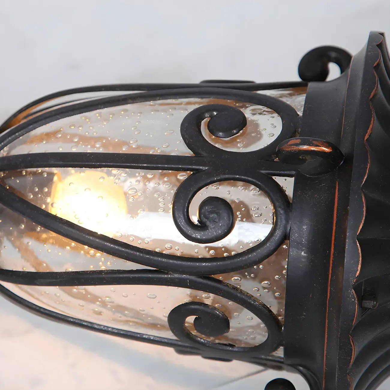 Retro Elegant Wired Black Metal Decorative Post Cap Light Image - 10