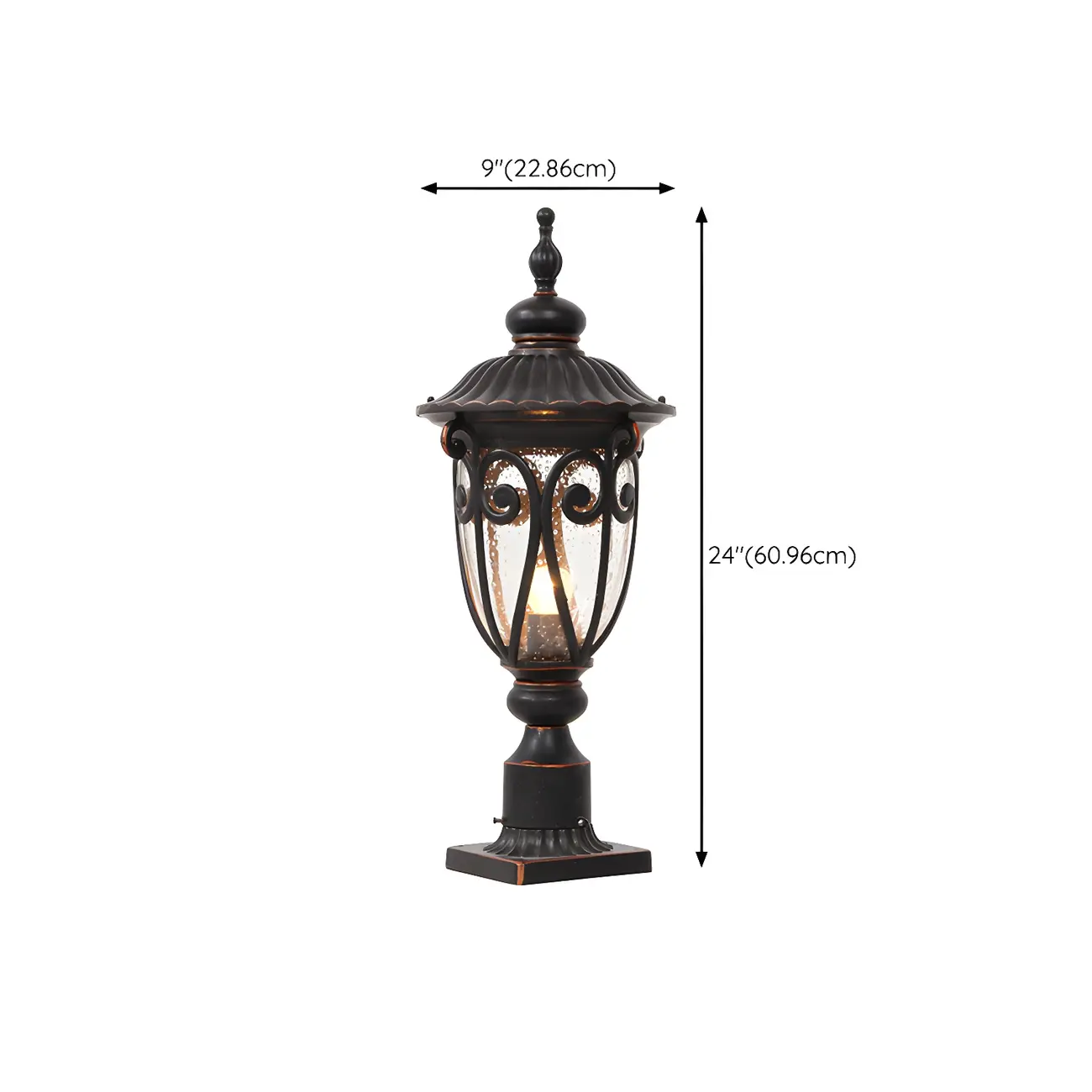 Retro Elegant Wired Black Metal Decorative Post Cap Light Image - 12 | homeyfad