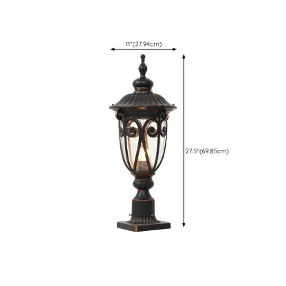 Retro Elegant Wired Black Metal Decorative Post Cap Light Image - 13