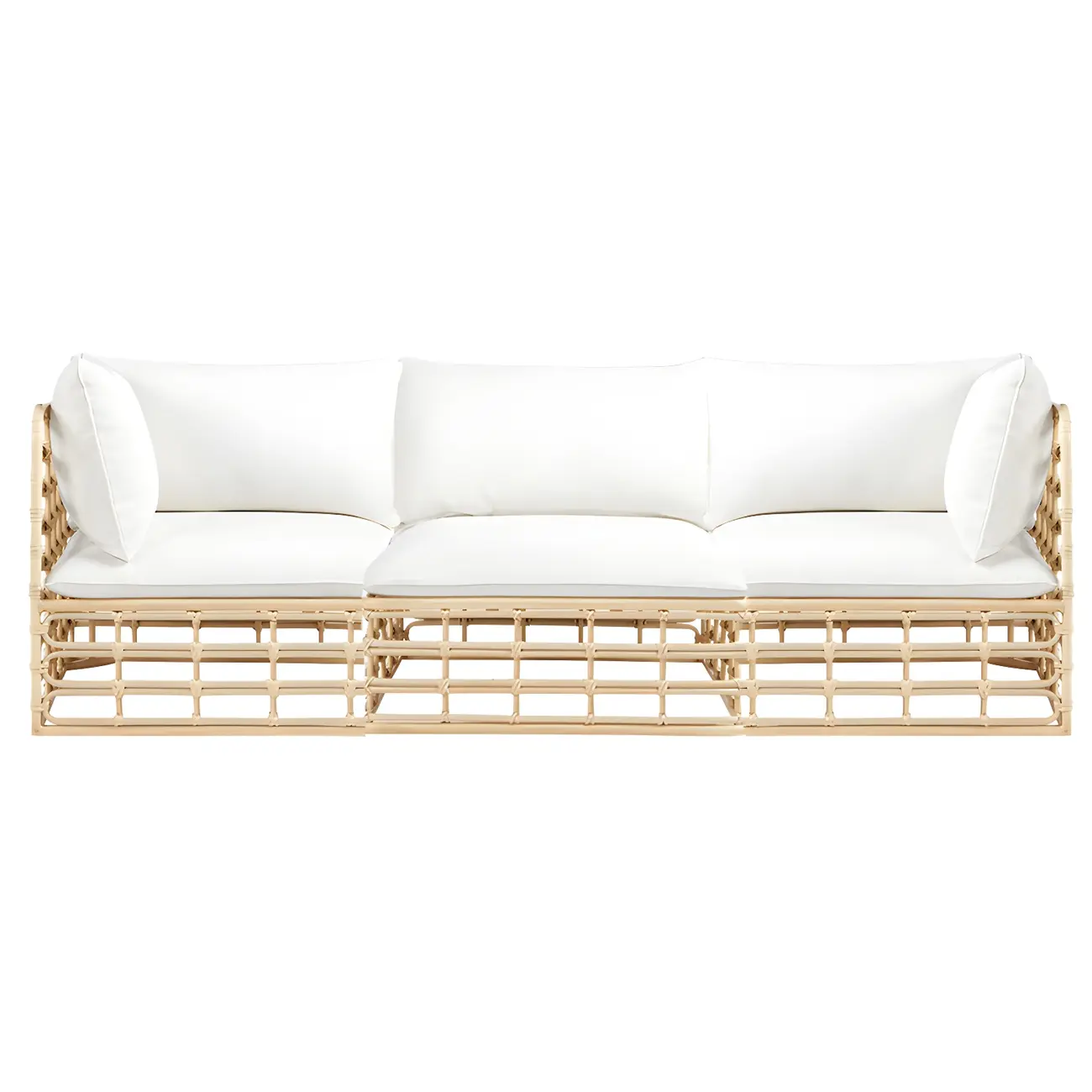 Scandinavian Wicker Patio Sofa 30" Waterproof Outdoor Image - 2 | homeyfad