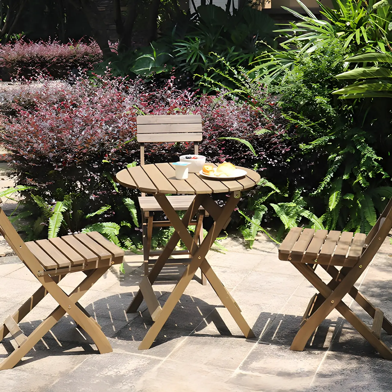 Rustic Foldable Solid Wood Outdoor Dining Table Image - 2 | homeyfad