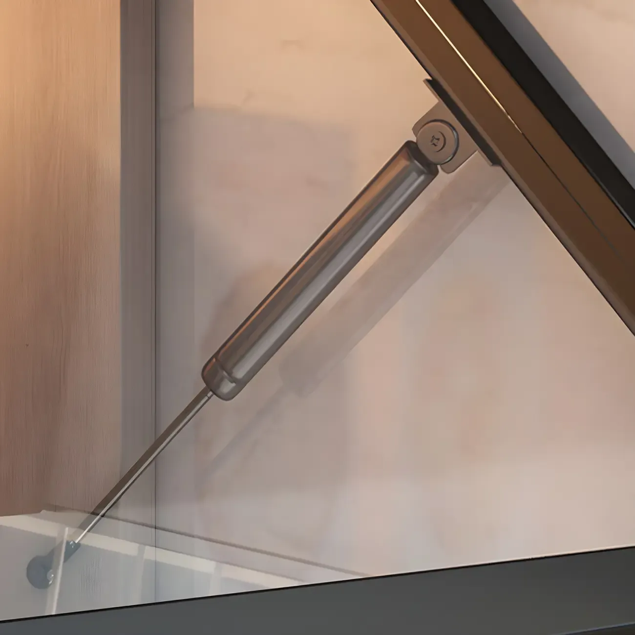 kitchen Black Wall Mount Wood Short LED China Cabinet Image - 7