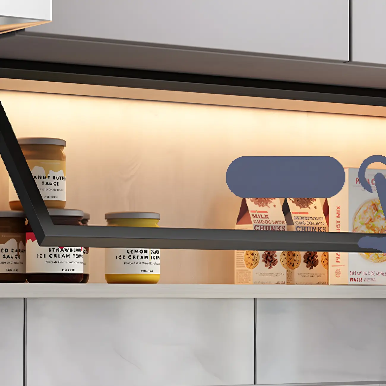 kitchen Black Wall Mount Wood Short LED China Cabinet Image - 5 | homeyfad