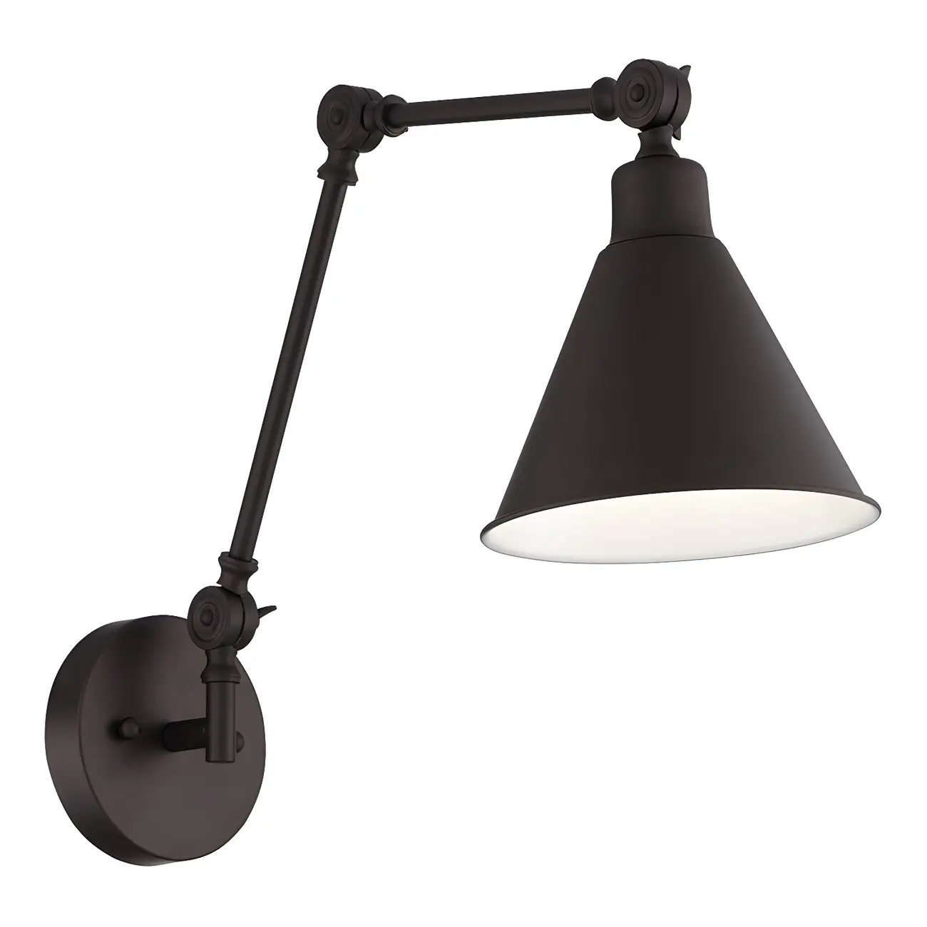 Vintage Metal Black Swing Arm Cone Shade Wall Light Image - 8 | homeyfad