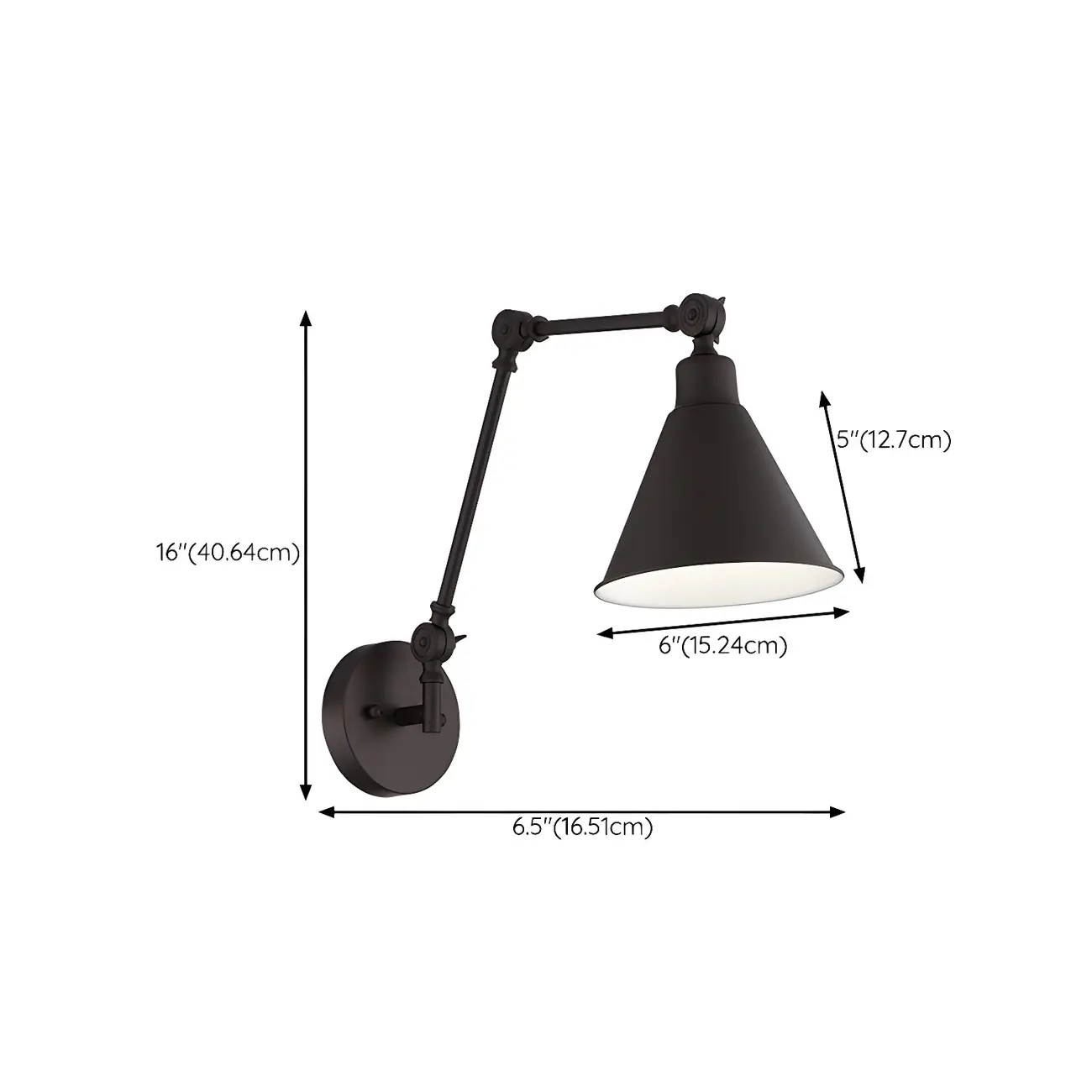 Vintage Metal Black Swing Arm Cone Shade Wall Light Image - 15 | homeyfad
