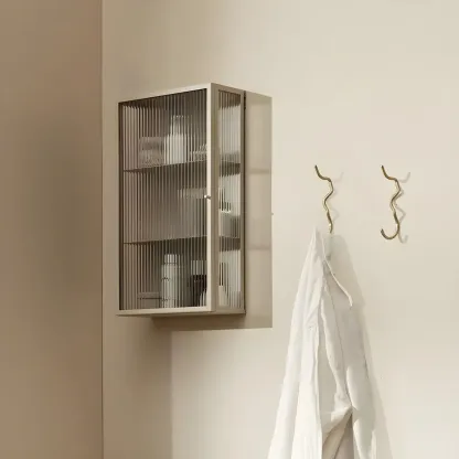 Modern Metal Black Wall-Mounted China Cabinet Image - 2