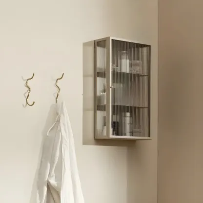 Modern Metal Black Wall-Mounted China Cabinet Image - 7