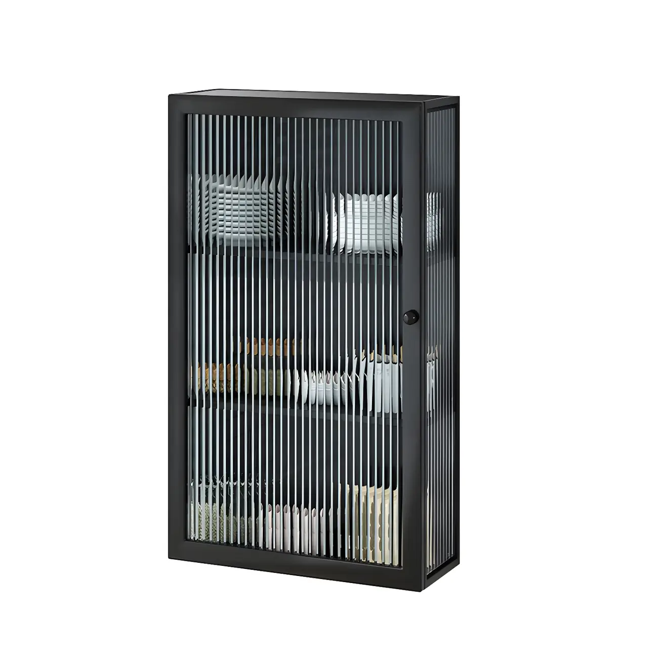 Modern Metal Black Wall-Mounted China Cabinet Image - 9 | homeyfad