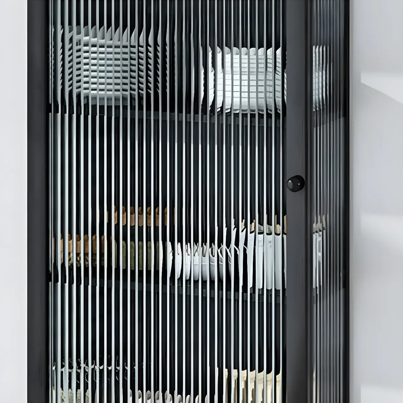 Modern Metal Black Wall-Mounted China Cabinet Image - 11