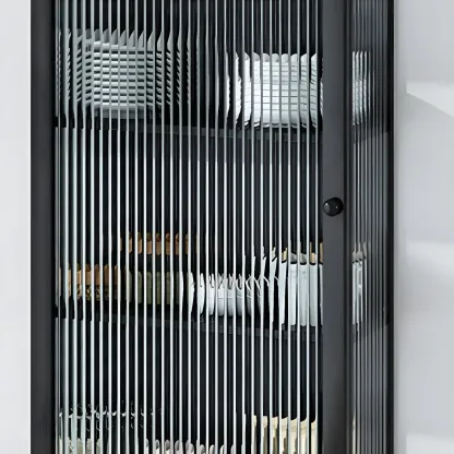 Modern Metal Black Wall-Mounted China Cabinet Image - 11