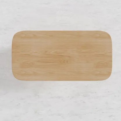 Japandi Rectangle Solid Wood Coffee Table in Natural Finish Image - 5