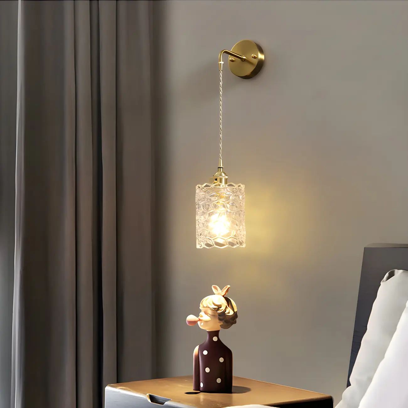Modern Glass Gold Suspended Wall Vanity Light for Bathroom | homeyfad