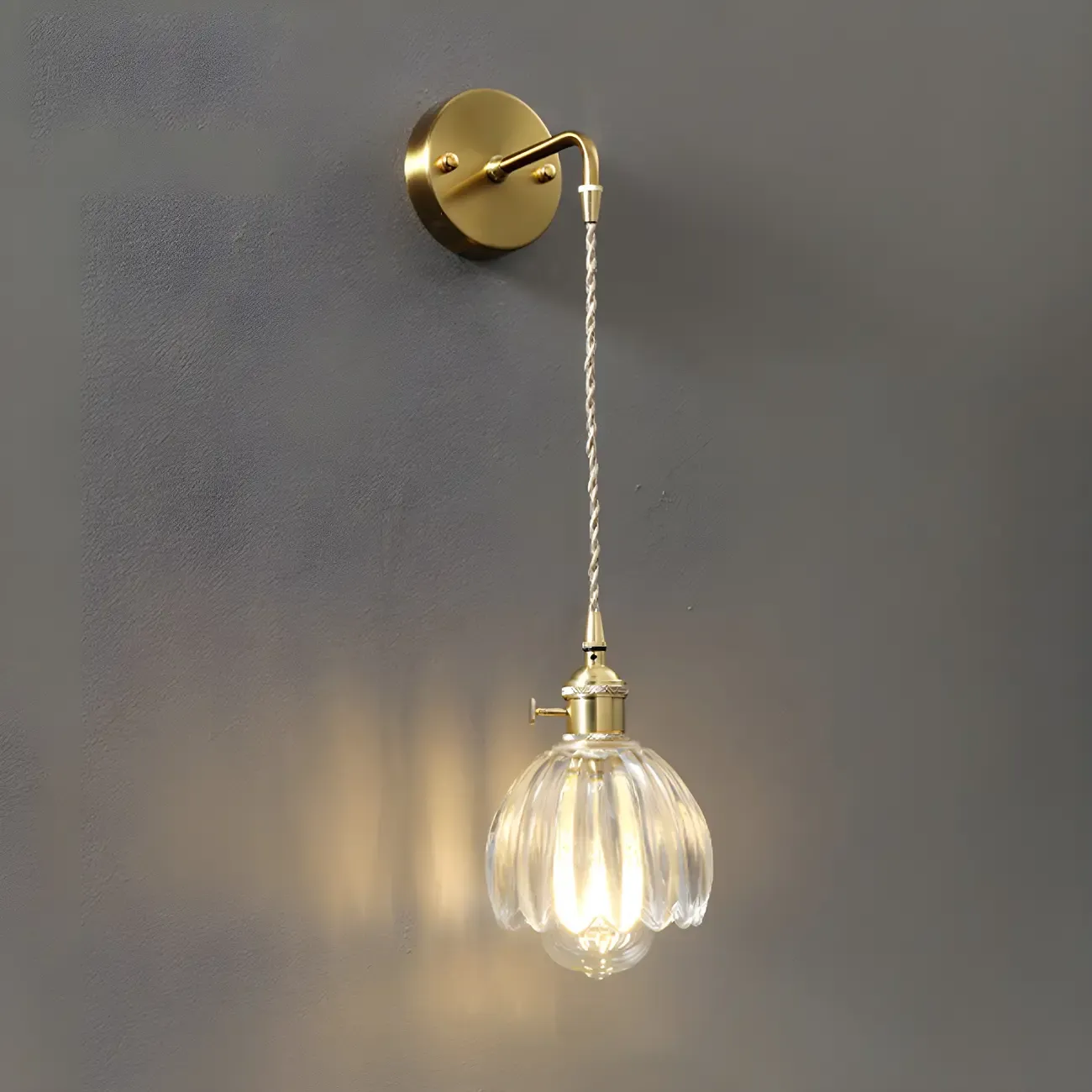Modern Glass Gold Suspended Wall Vanity Light for Bathroom