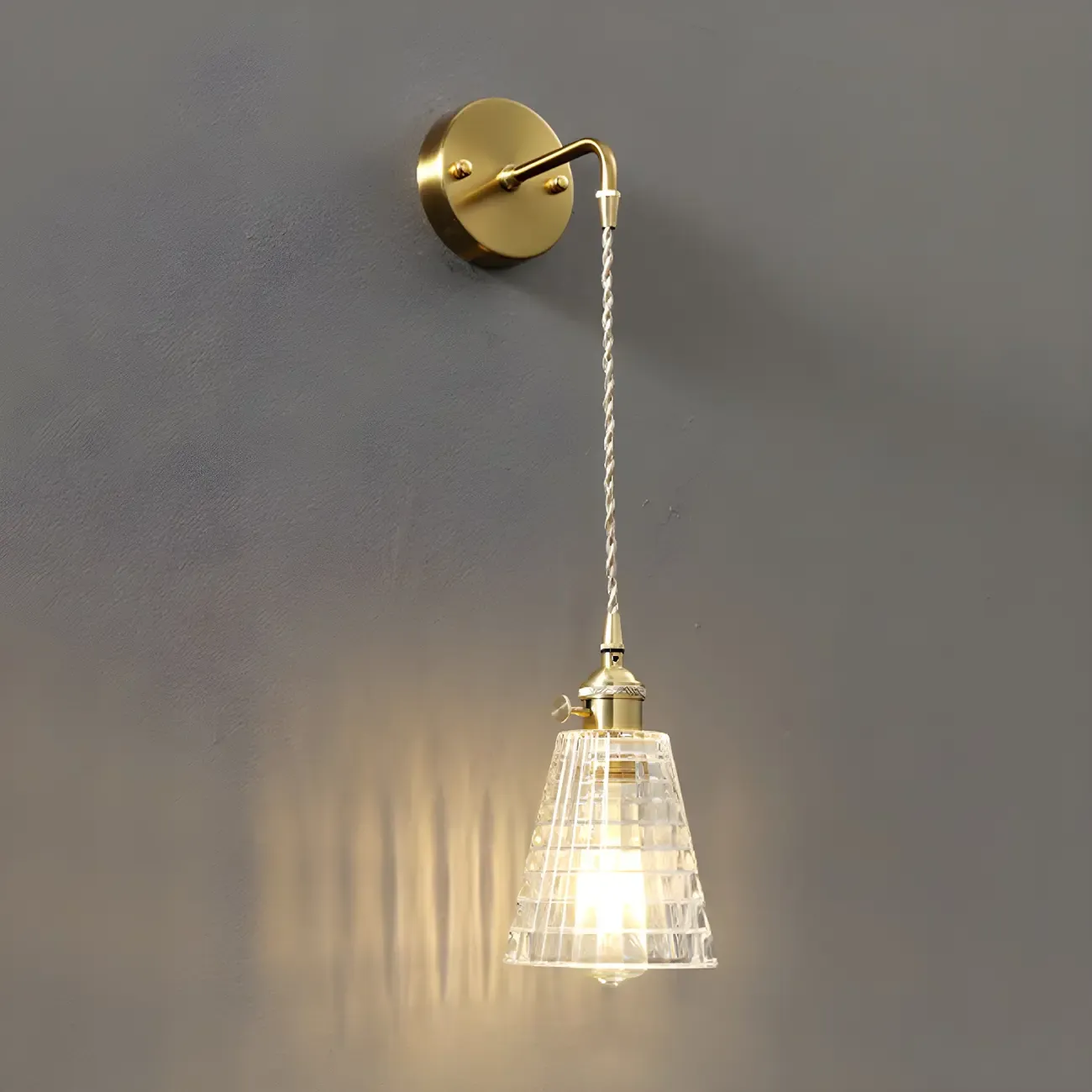 Modern Glass Gold Suspended Wall Vanity Light for Bathroom