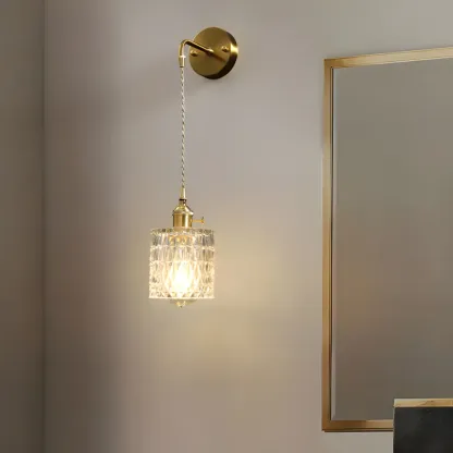 Modern Glass Gold Suspended Wall Vanity Light for Bathroom