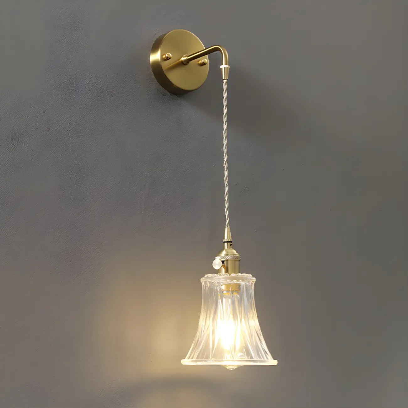 Modern Glass Gold Suspended Wall Vanity Light for Bathroom