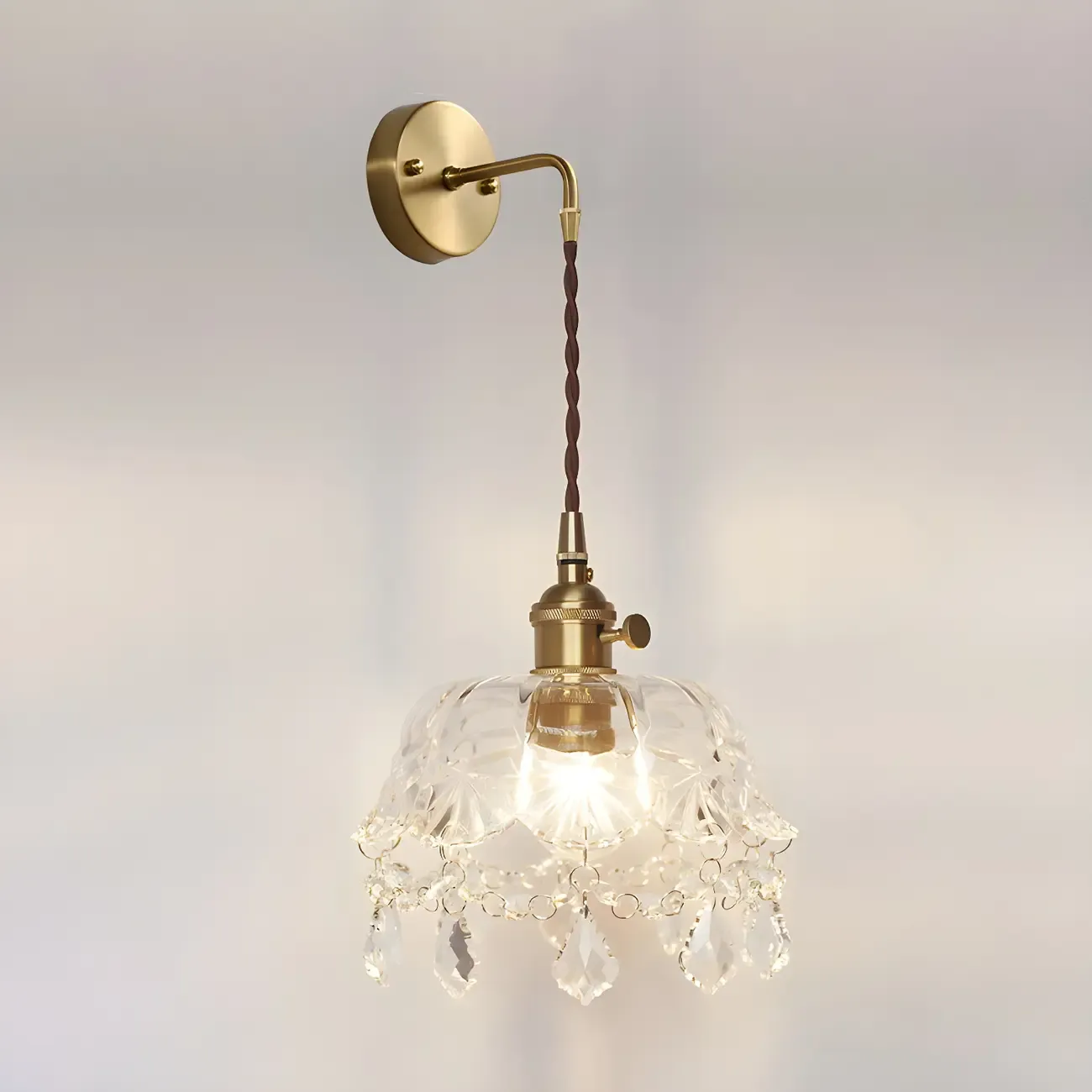 Modern Glass Gold Suspended Wall Vanity Light for Bathroom