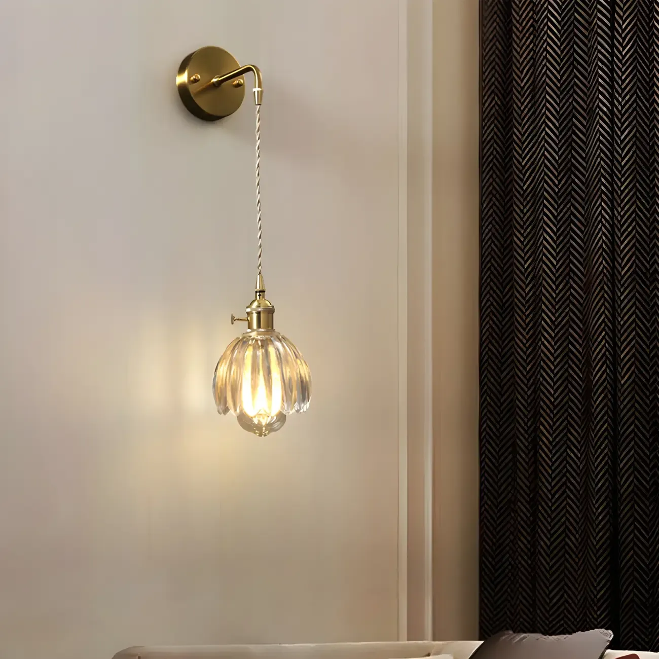 Modern Glass Gold Suspended Wall Vanity Light for Bathroom