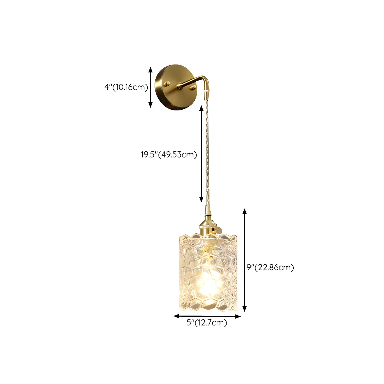 Modern Glass Gold Suspended Wall Vanity Light for Bathroom | homeyfad