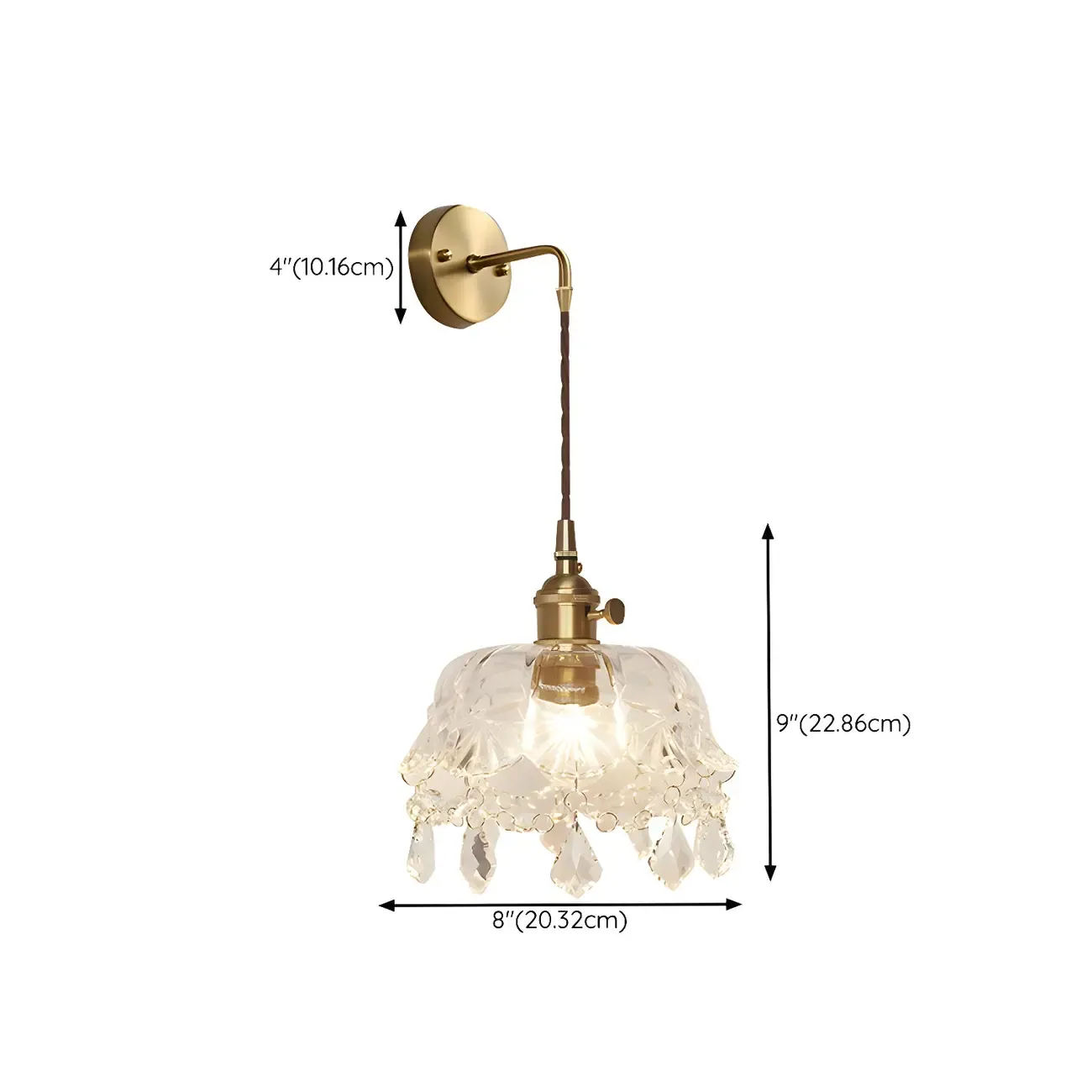 Modern Glass Gold Suspended Wall Vanity Light for Bathroom
