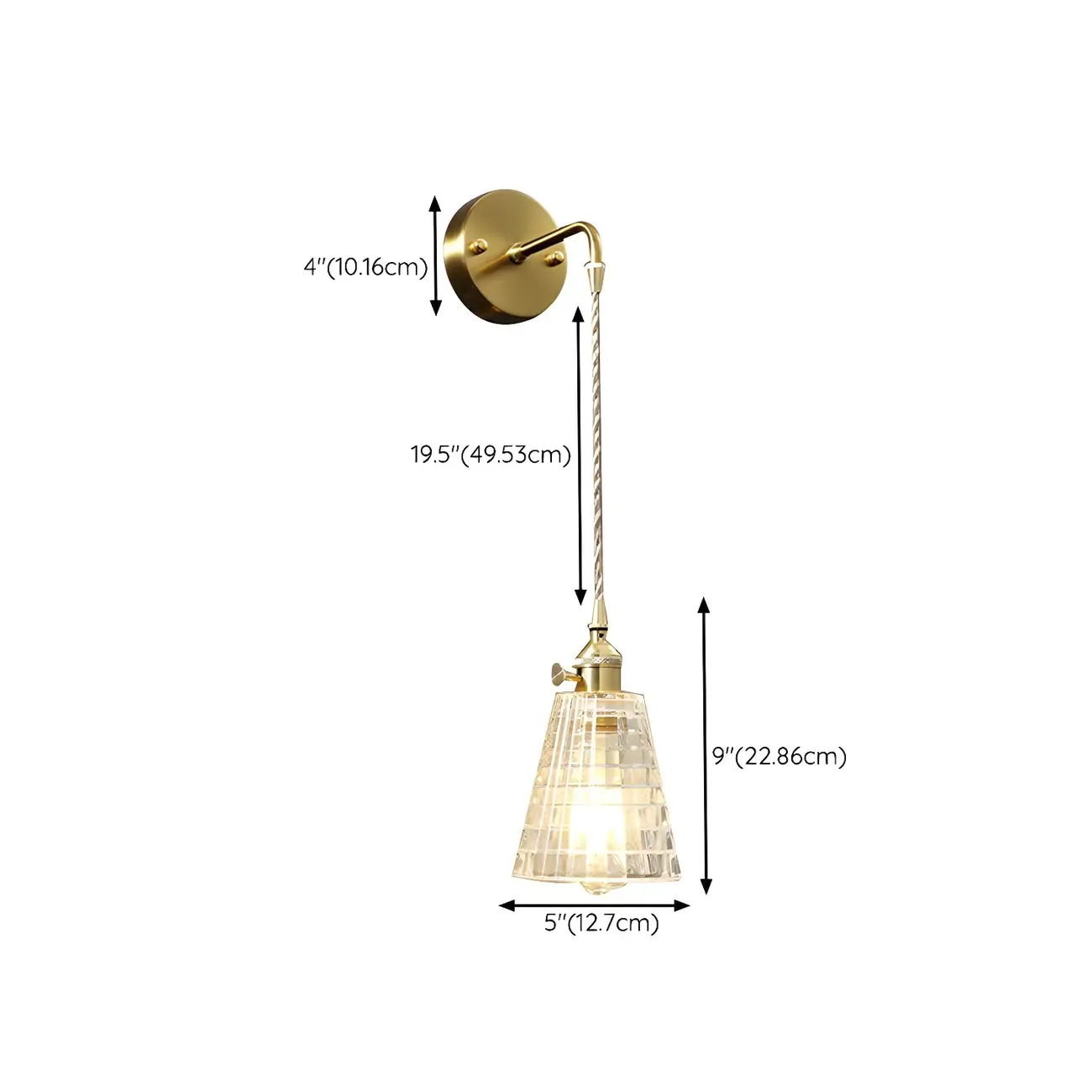 Modern Glass Gold Suspended Wall Vanity Light for Bathroom
