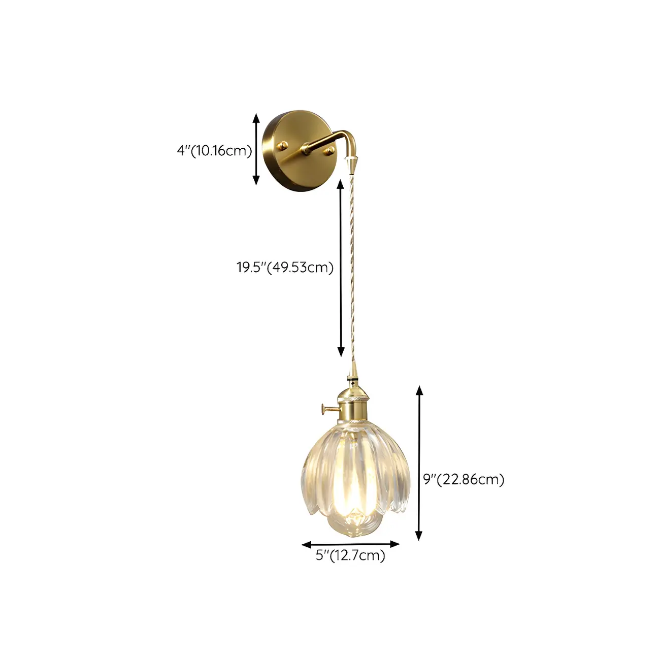 Modern Glass Gold Suspended Wall Vanity Light for Bathroom | homeyfad