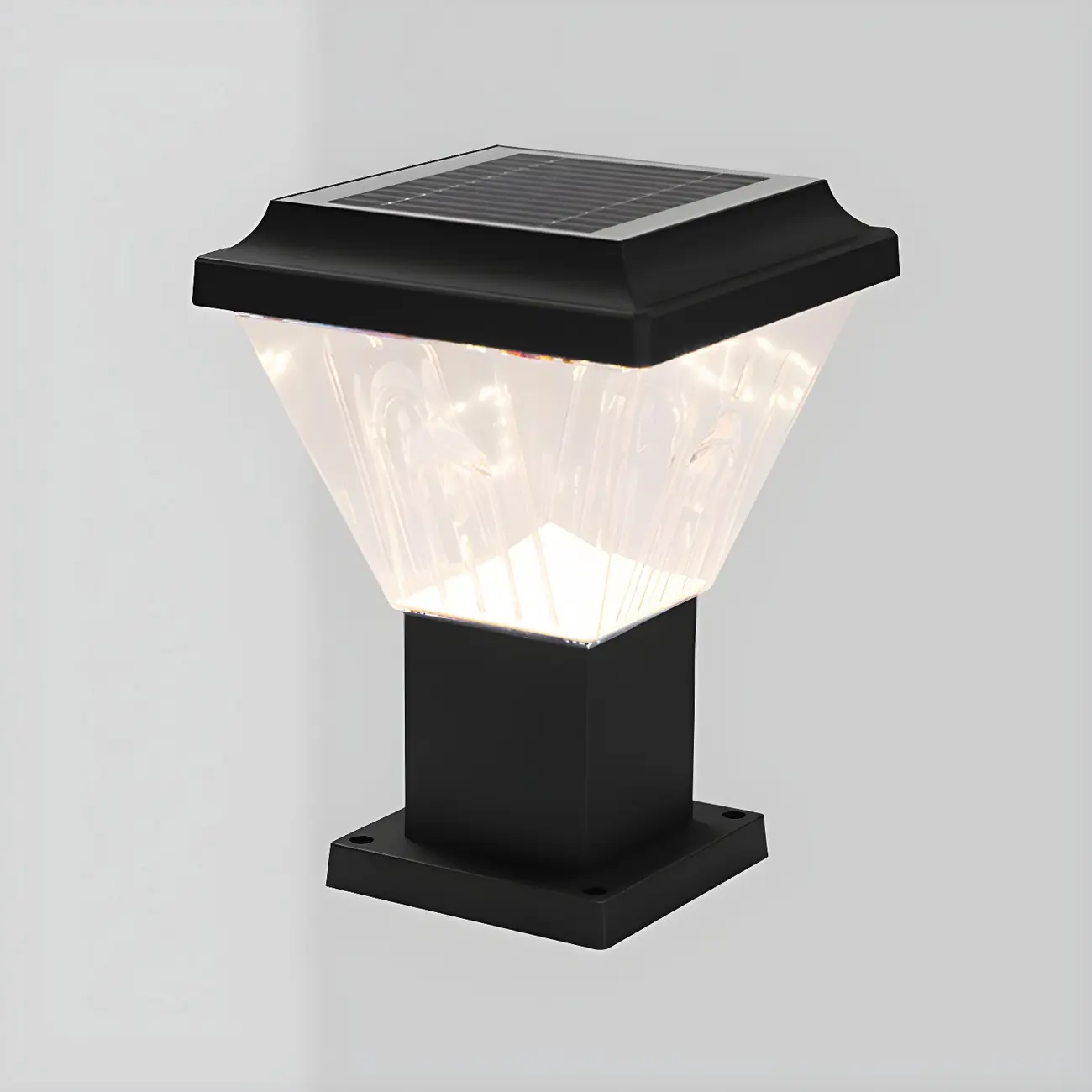 Bronze Acrylic Modern Solar Pyramid Outdoor Post Lights | homeyfad