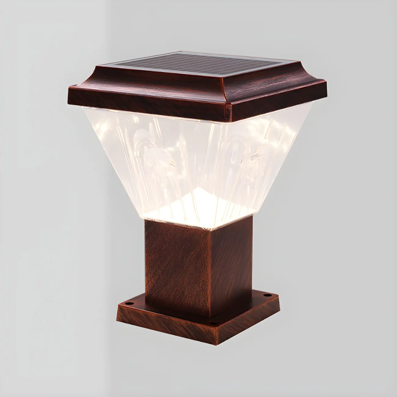 Bronze Acrylic Modern Solar Pyramid Outdoor Post Lights | homeyfad