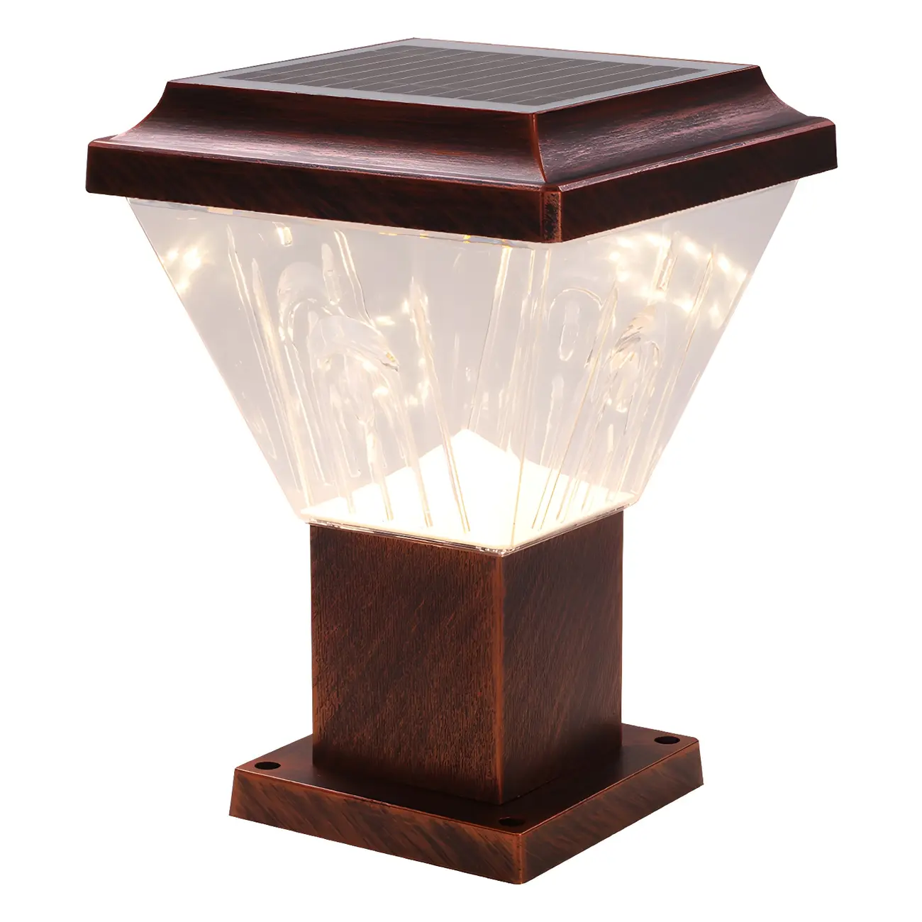 Bronze Acrylic Modern Solar Pyramid Outdoor Post Lights | homeyfad