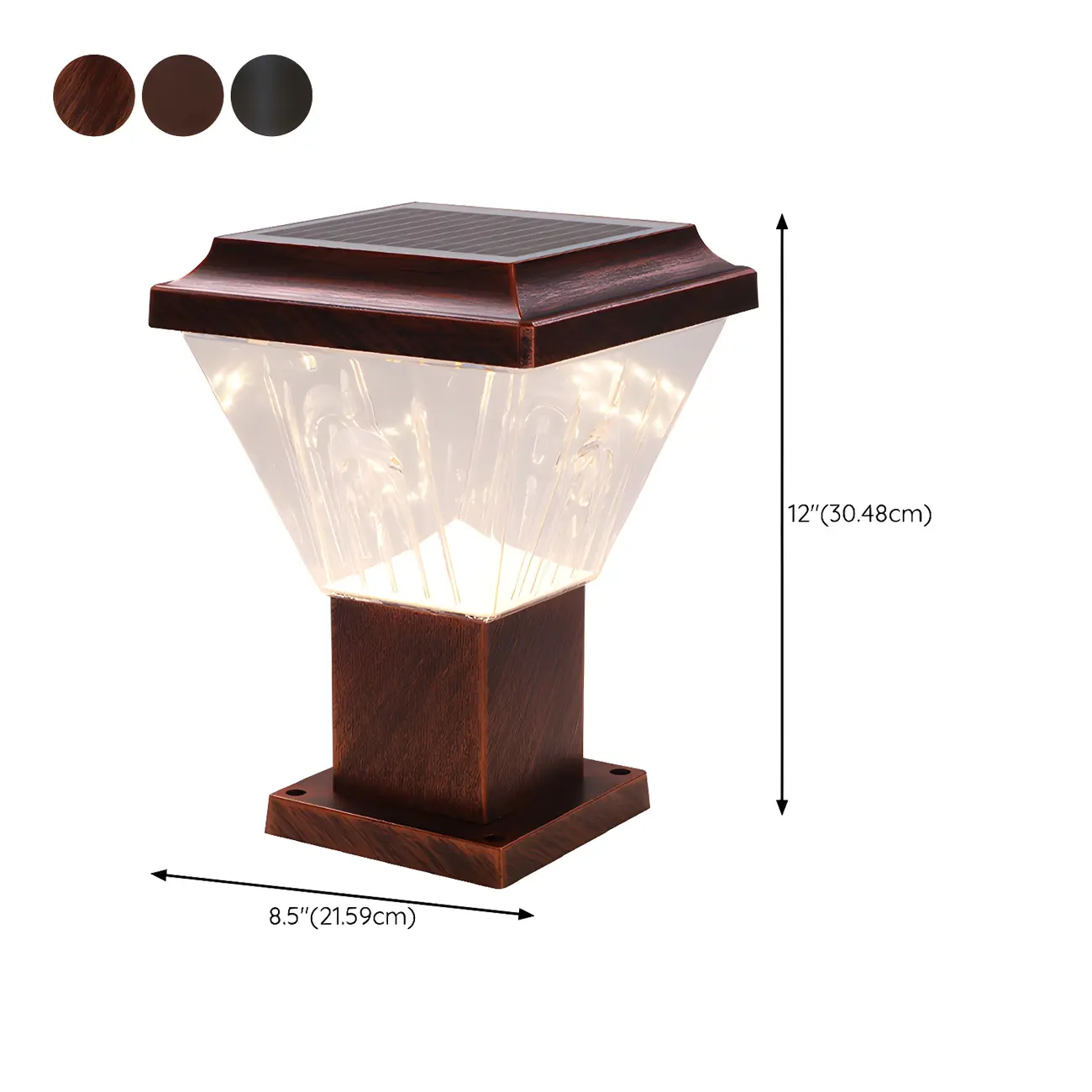 Bronze Acrylic Modern Solar Pyramid Outdoor Post Lights | homeyfad