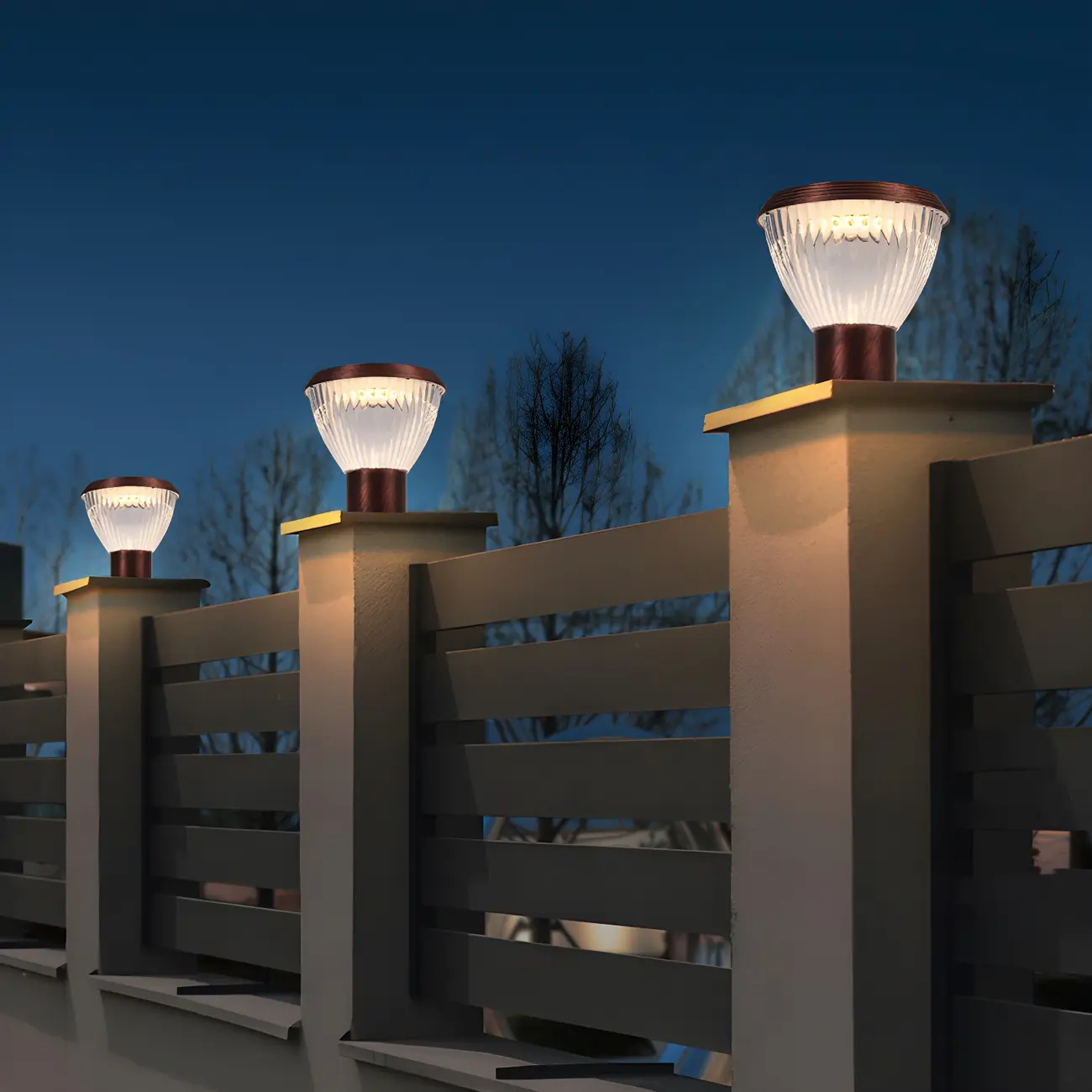 Solar Metal Cone Clear Shade Post Cap Light Image - 1 | homeyfad