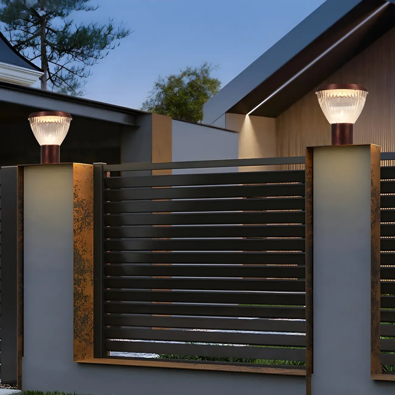Solar Metal Cone Clear Shade Post Cap Light Image - 2