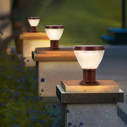Solar Metal Cone Clear Shade Post Cap Light Image - 4