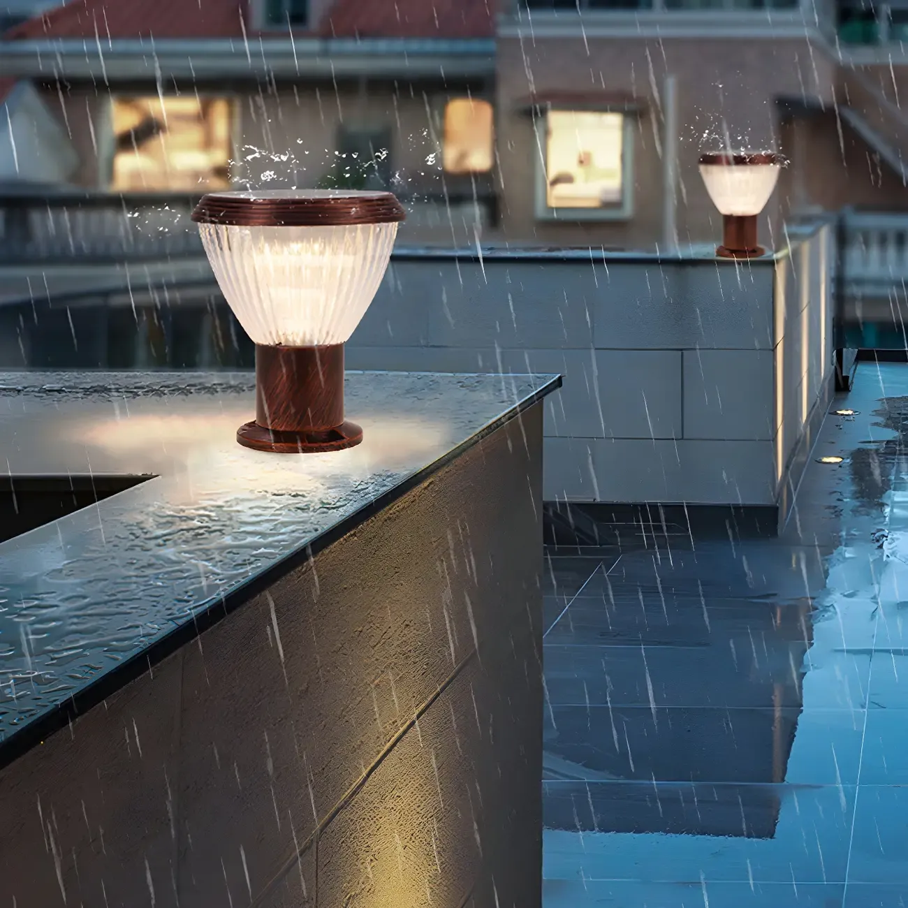 Solar Metal Cone Clear Shade Post Cap Light Image - 5
