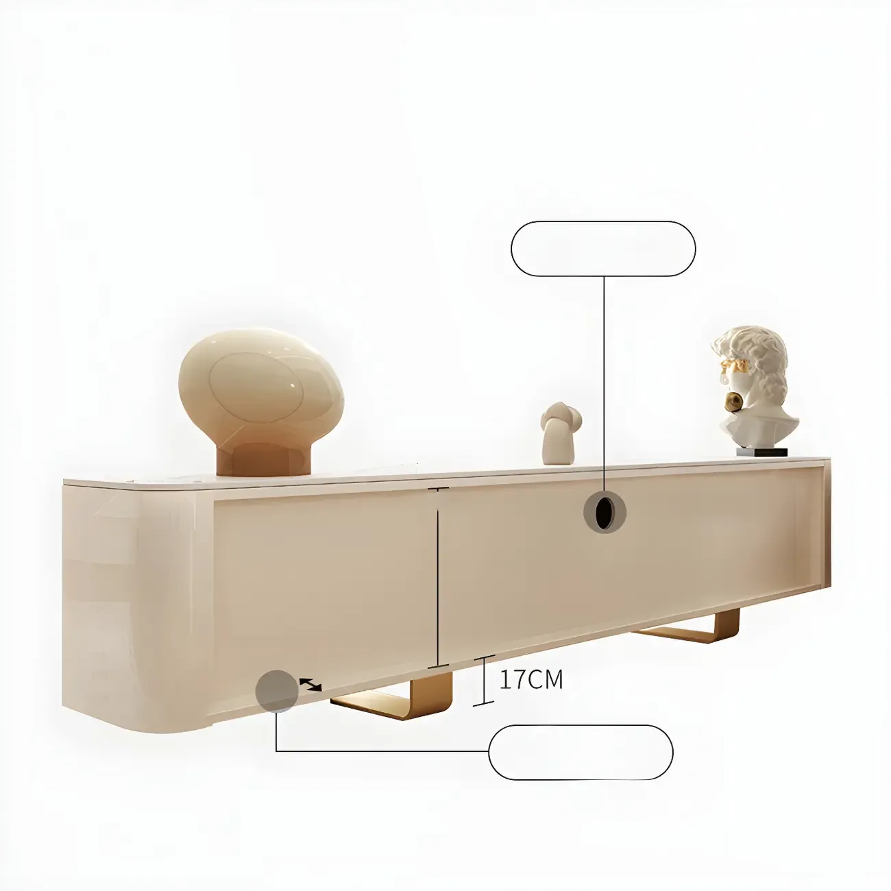 Minimalist Stone TV Stand with Gold Accents for Living Room Use Image - 6