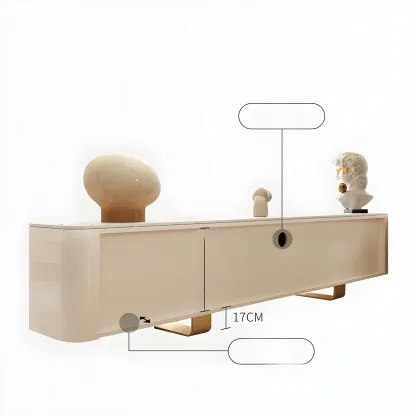 Minimalist Stone TV Stand with Gold Accents for Living Room Use Image - 6