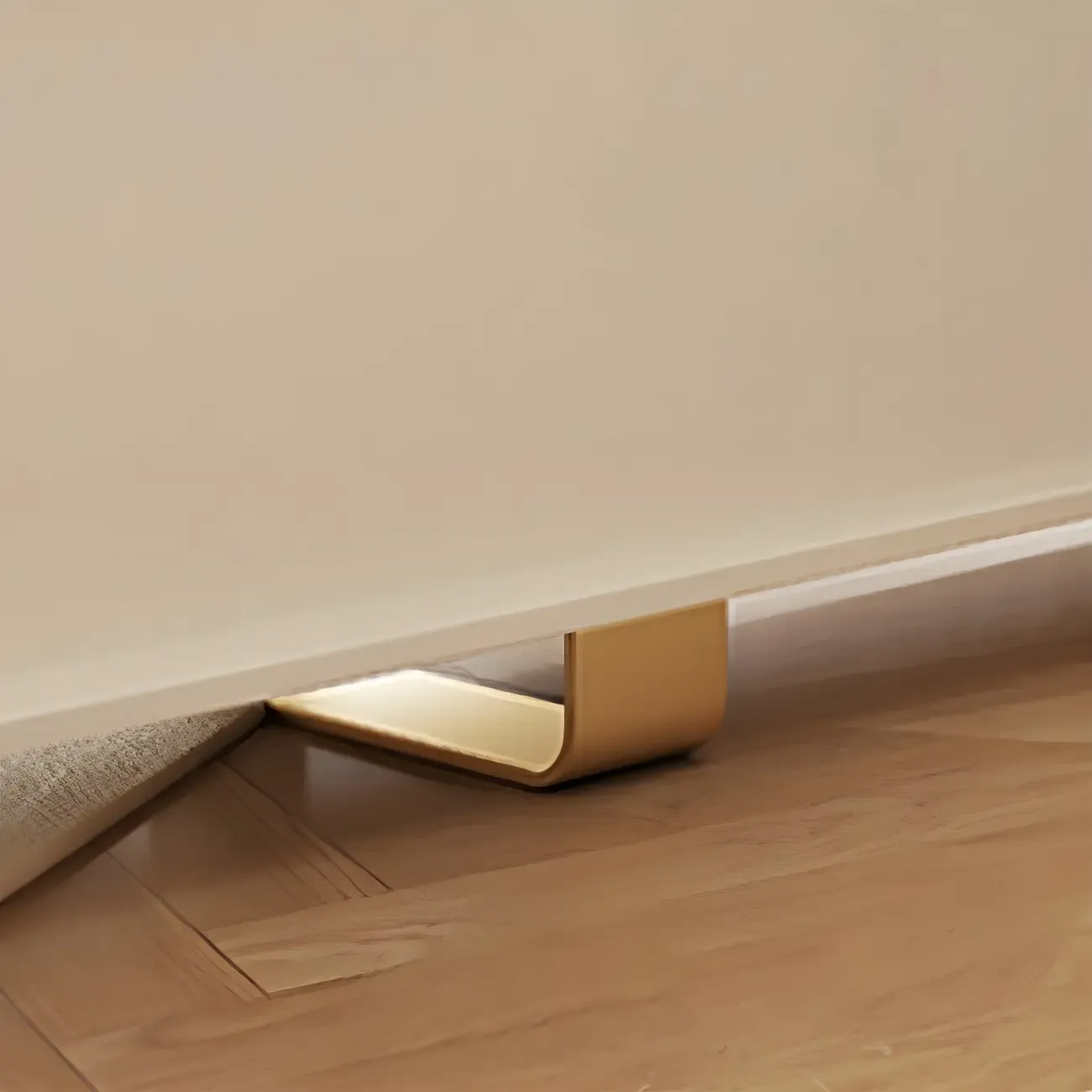 Minimalist Stone TV Stand with Gold Accents for Living Room Use Image - 7