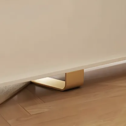 Minimalist Stone TV Stand with Gold Accents for Living Room Use Image - 7