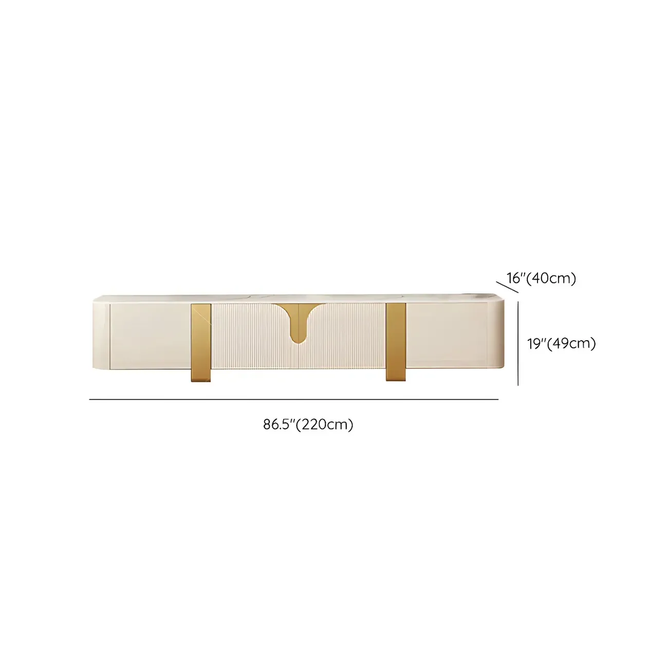 Minimalist Stone TV Stand with Gold Accents for Living Room Use Image - 12