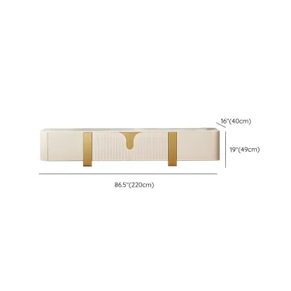 Minimalist Stone TV Stand with Gold Accents for Living Room Use Image - 12