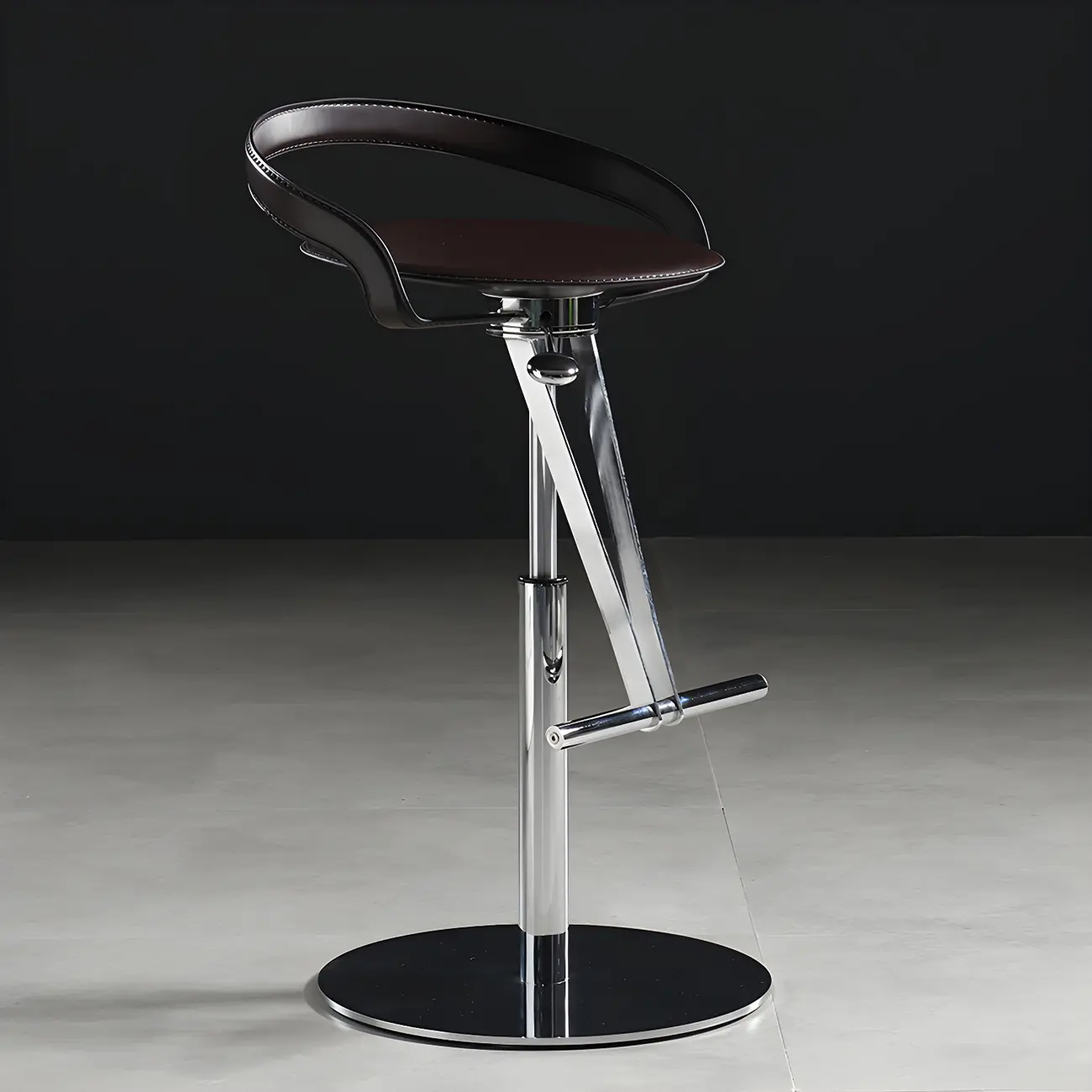 Industrial Coffee Leather Adjustable Swivel Bar Stools Image - 1 | homeyfad