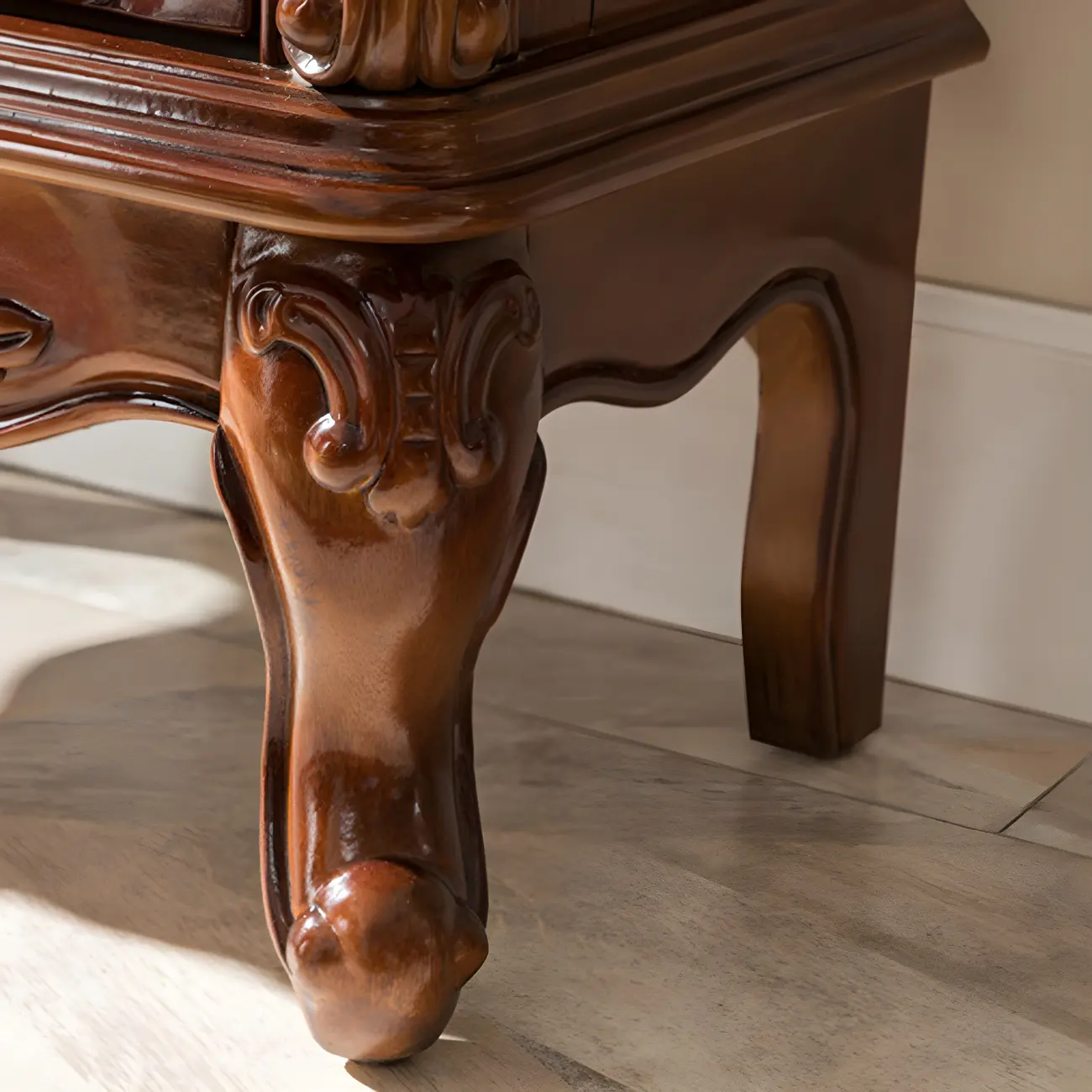 Retro Wooden Glass Display Cabinet with Drawer for Dining Room Image - 10 | homeyfad